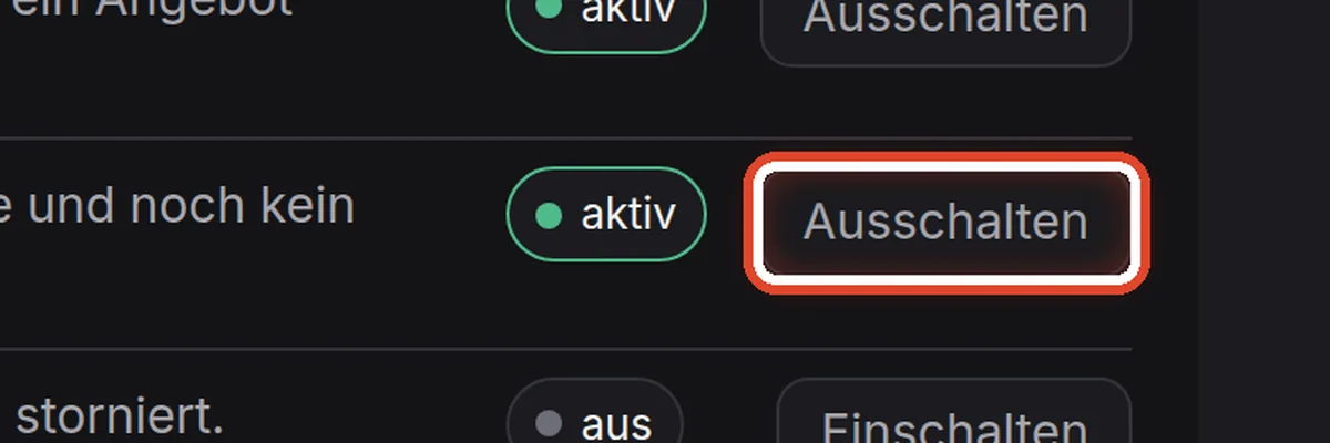 Nahaufnahme – Ausschalten und einschalten