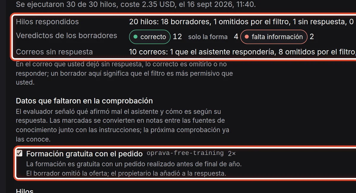 De cerca: La comprobación con hilos reservados