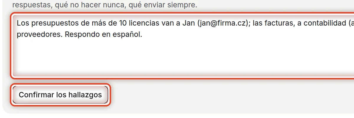 De cerca: Añada comentarios y confirme