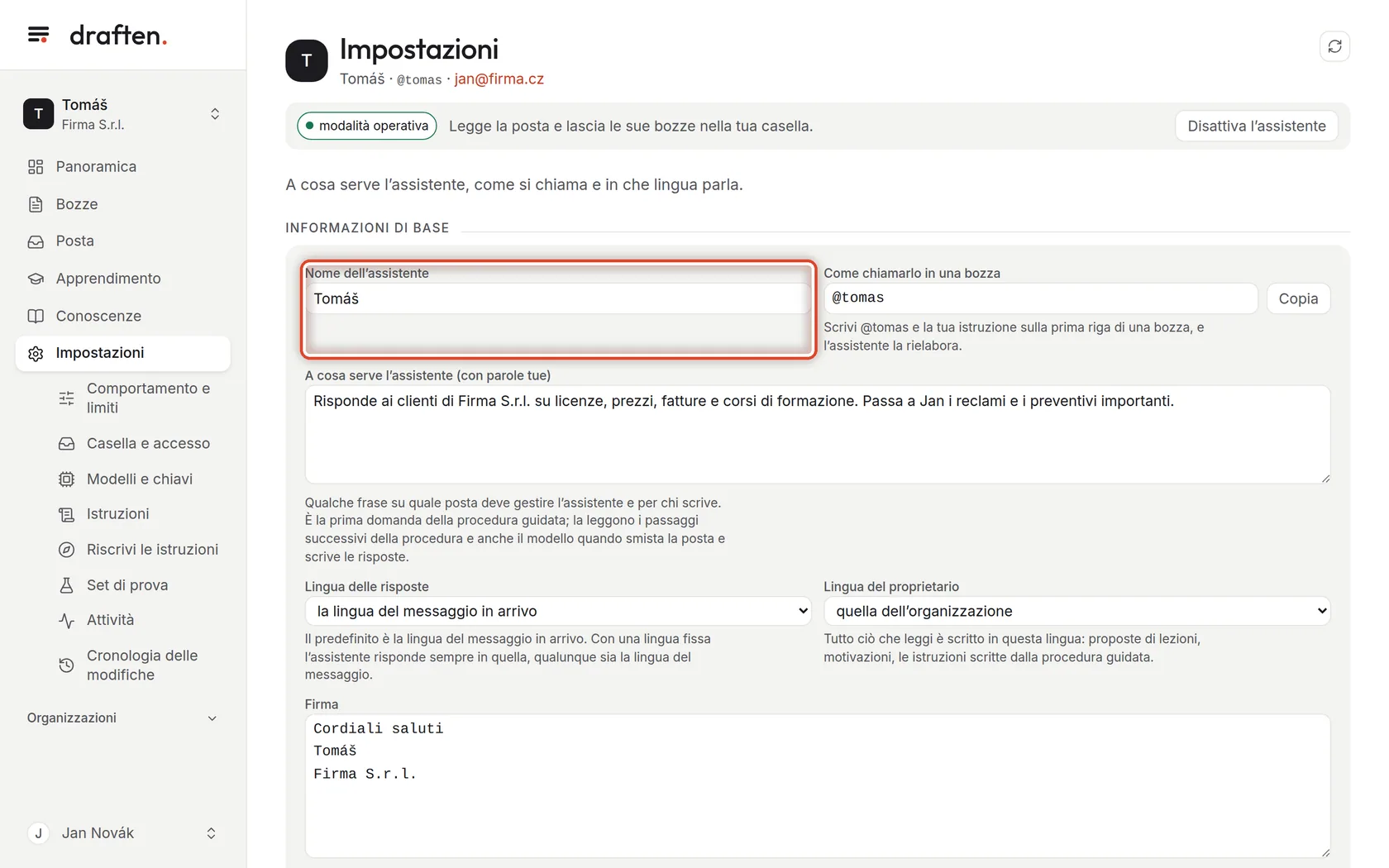 Screenshot del passo 1