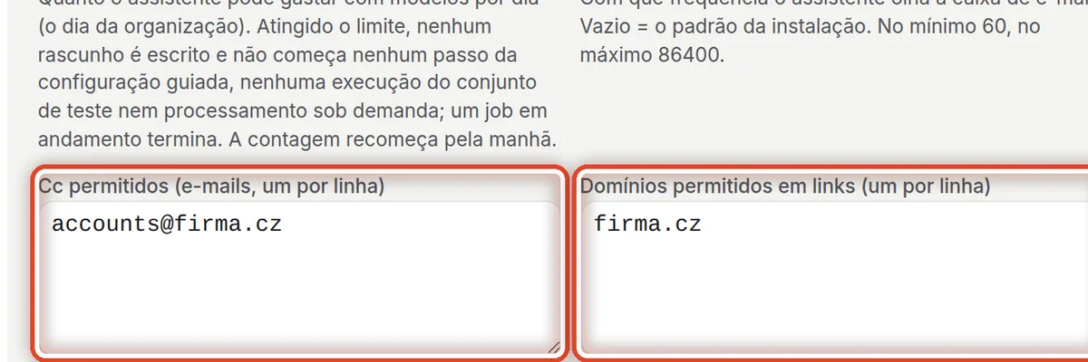 De perto – Cc, domínios e formulários permitidos
