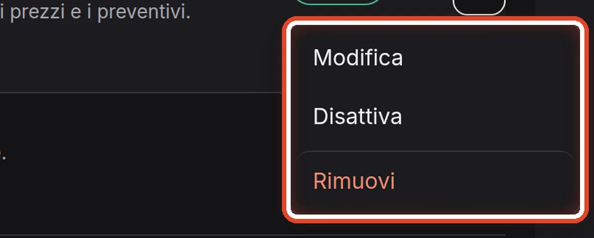 Da vicino – Modificare, disattivare, rimuovere