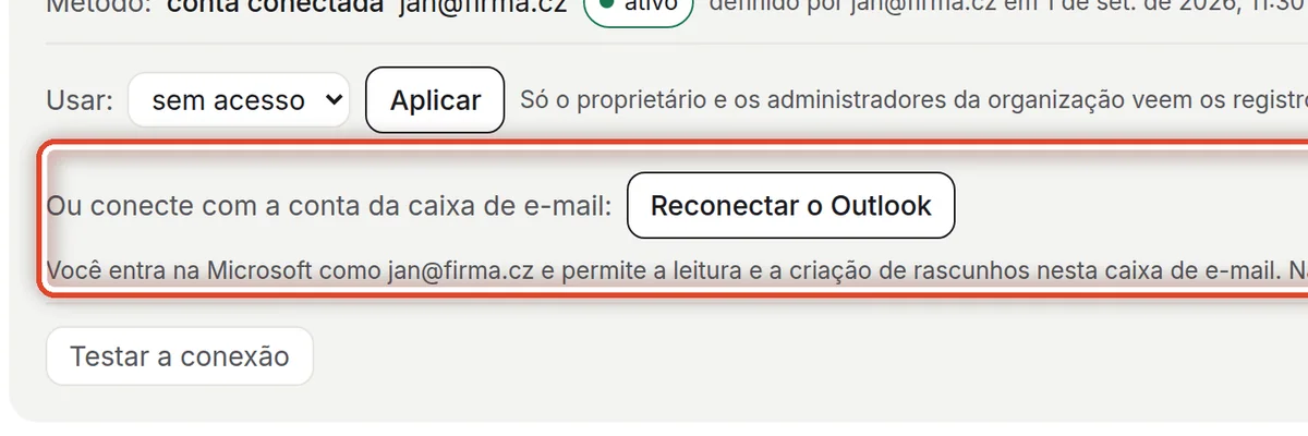 De perto – Conectar com a conta da caixa de e-mail