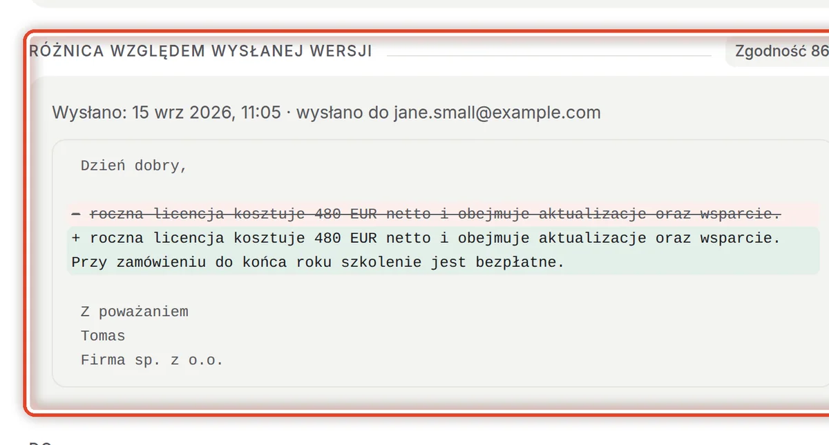 Zbliżenie – Co zmieniono w szkicu