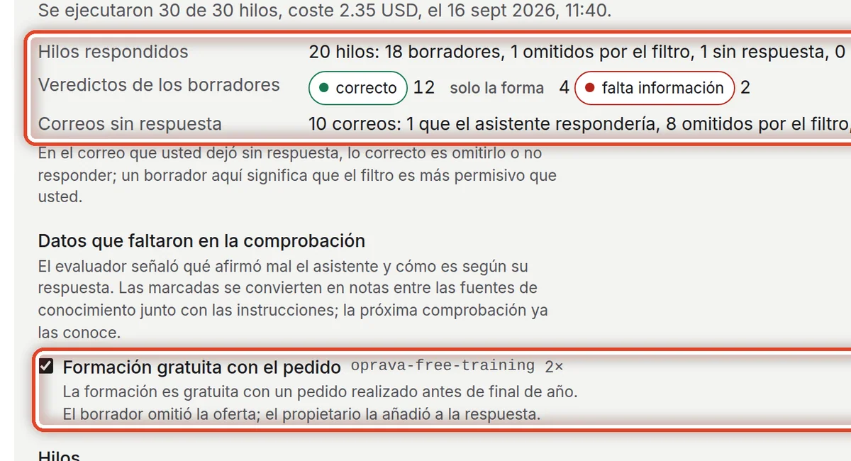 De cerca: La comprobación con hilos reservados