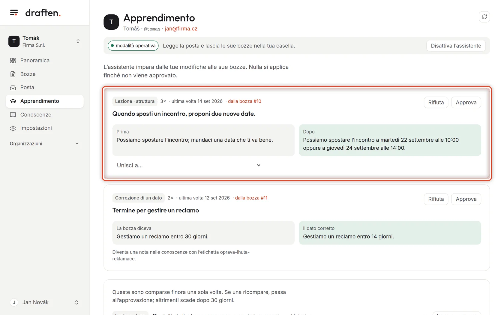 Screenshot del passo 1