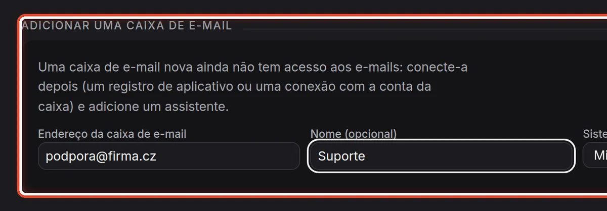 De perto – Adicione uma caixa de e-mail