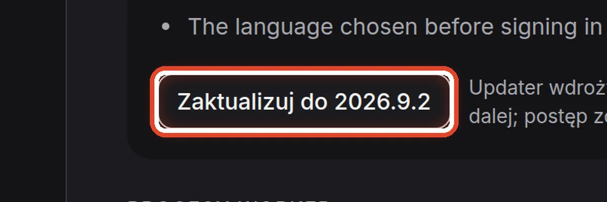 Zbliżenie – Uruchom aktualizację