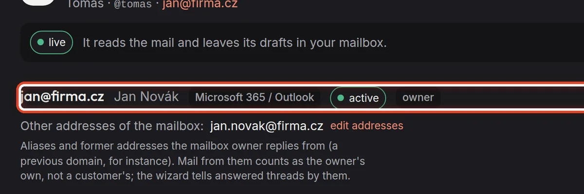 Close up — The assistant's mailbox