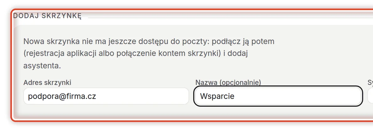 Zbliżenie – Dodaj skrzynkę