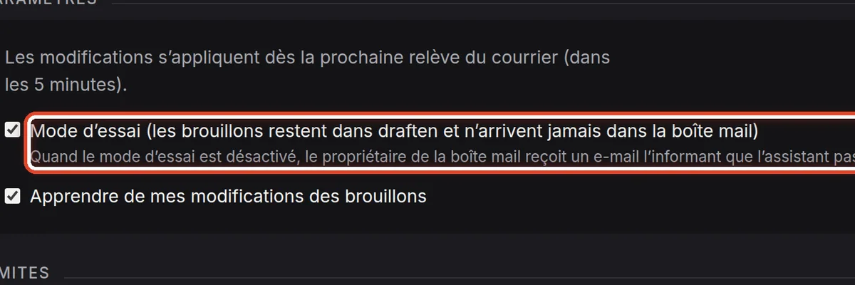 Gros plan – Ou dans les paramètres