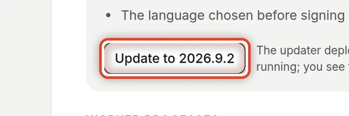 Close up — Start the update