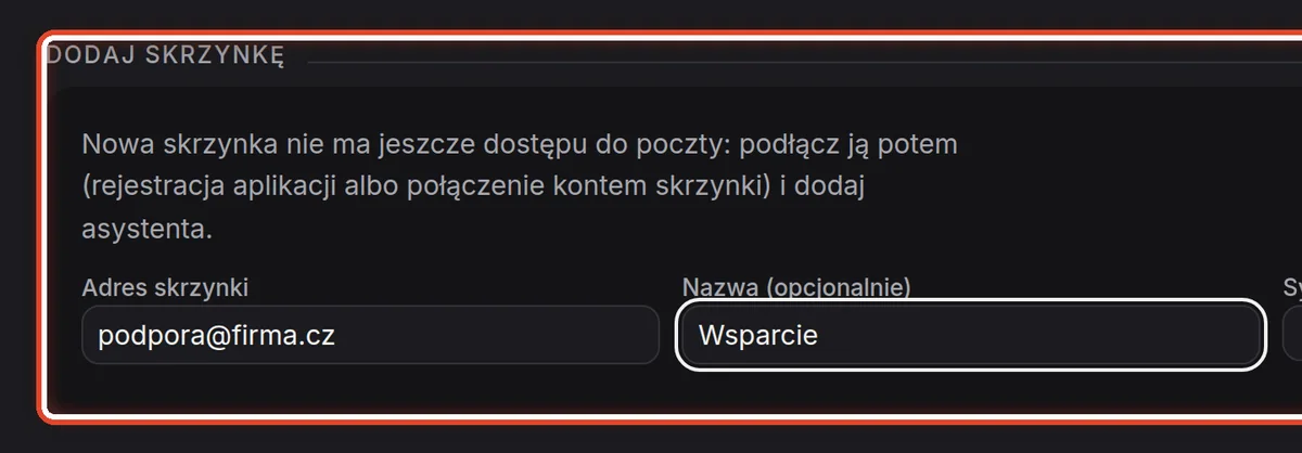 Zbliżenie – Dodaj skrzynkę