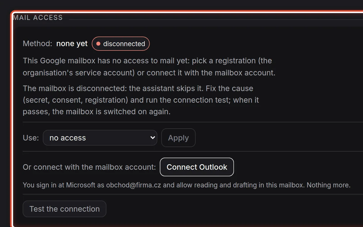 Close up — Mail access