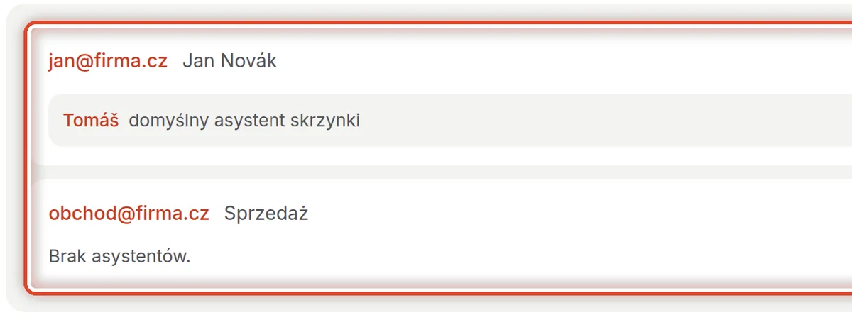 Zbliżenie – Skrzynki organizacji