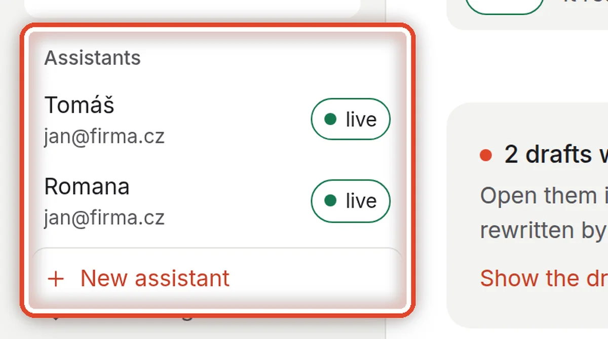 Close up — Switching to another assistant