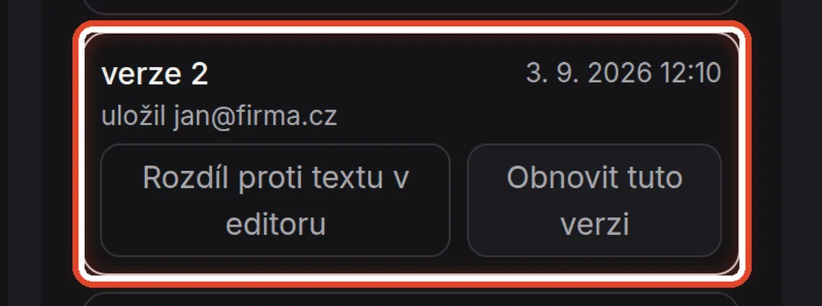 Detail — Historie verzí
