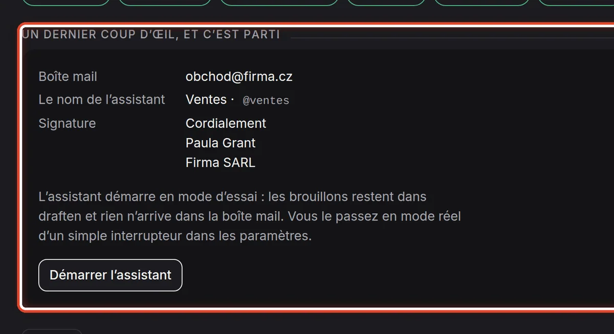 Gros plan – Démarrer l’assistant