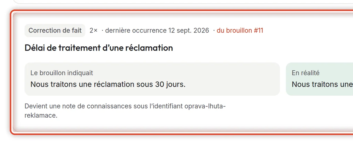 Gros plan – Une correction de fait