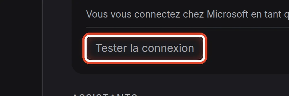 Gros plan – Tester la connexion