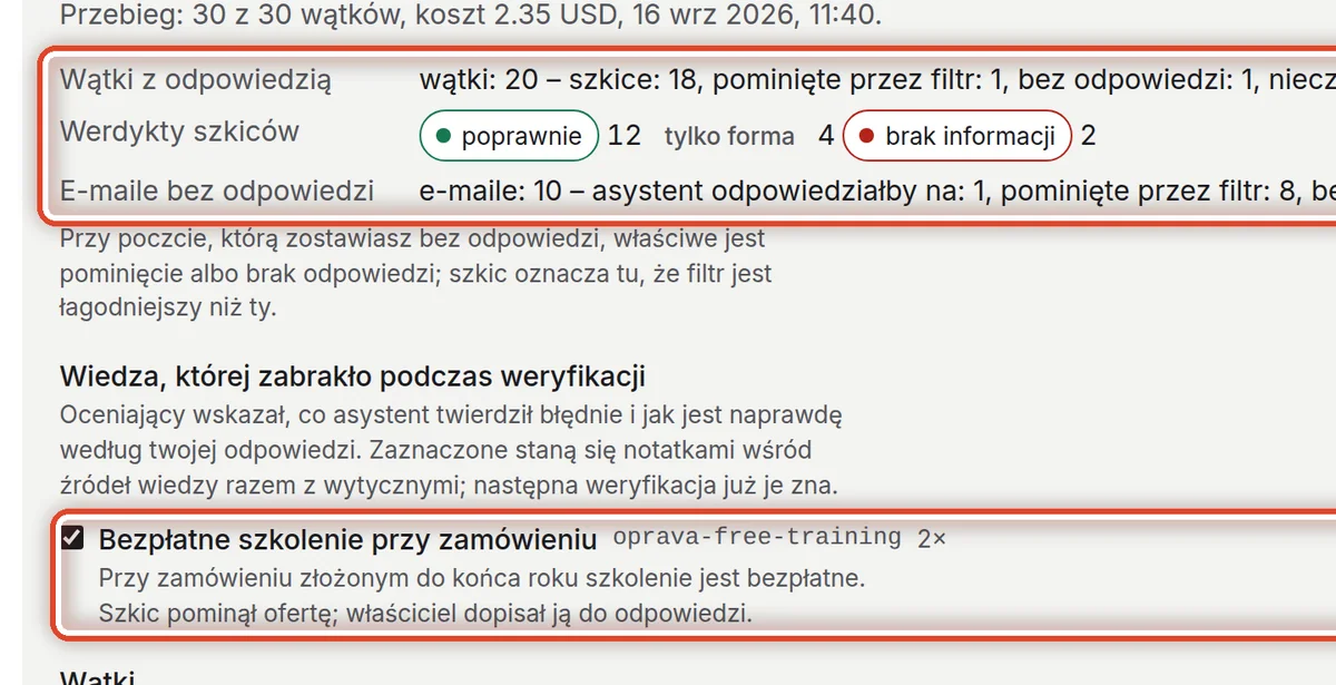 Zbliżenie – Weryfikacja na odłożonych wątkach