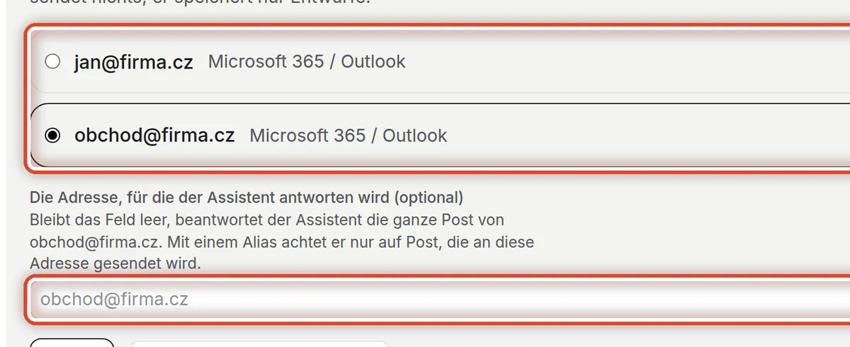 Nahaufnahme – Das Postfach wählen
