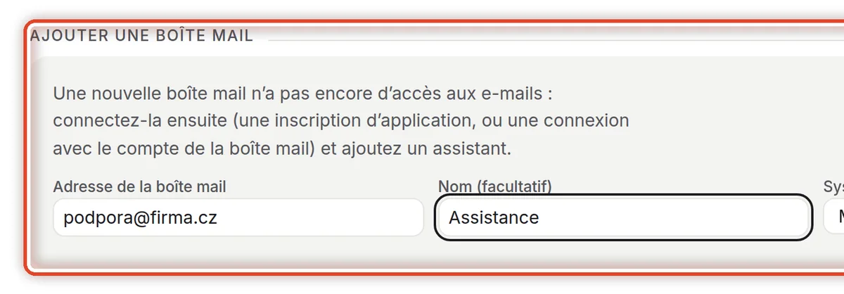 Gros plan – Ajouter une boîte mail