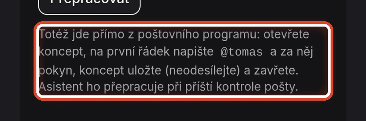 Detail — Totéž přímo z poštovního programu