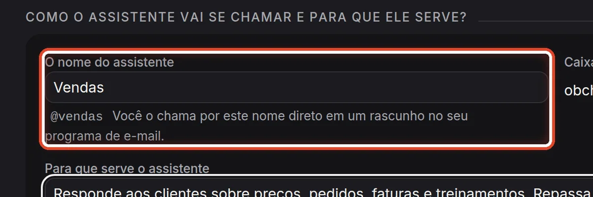 De perto – Dê um nome ao assistente