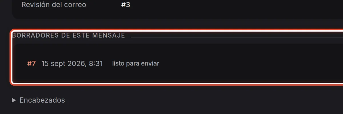 De cerca: Borradores de este mensaje