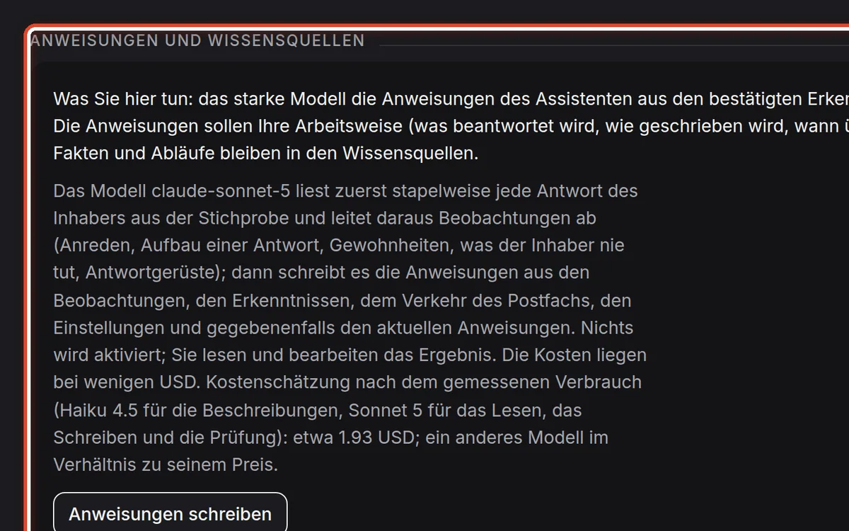 Nahaufnahme – Die Anweisungen schreiben