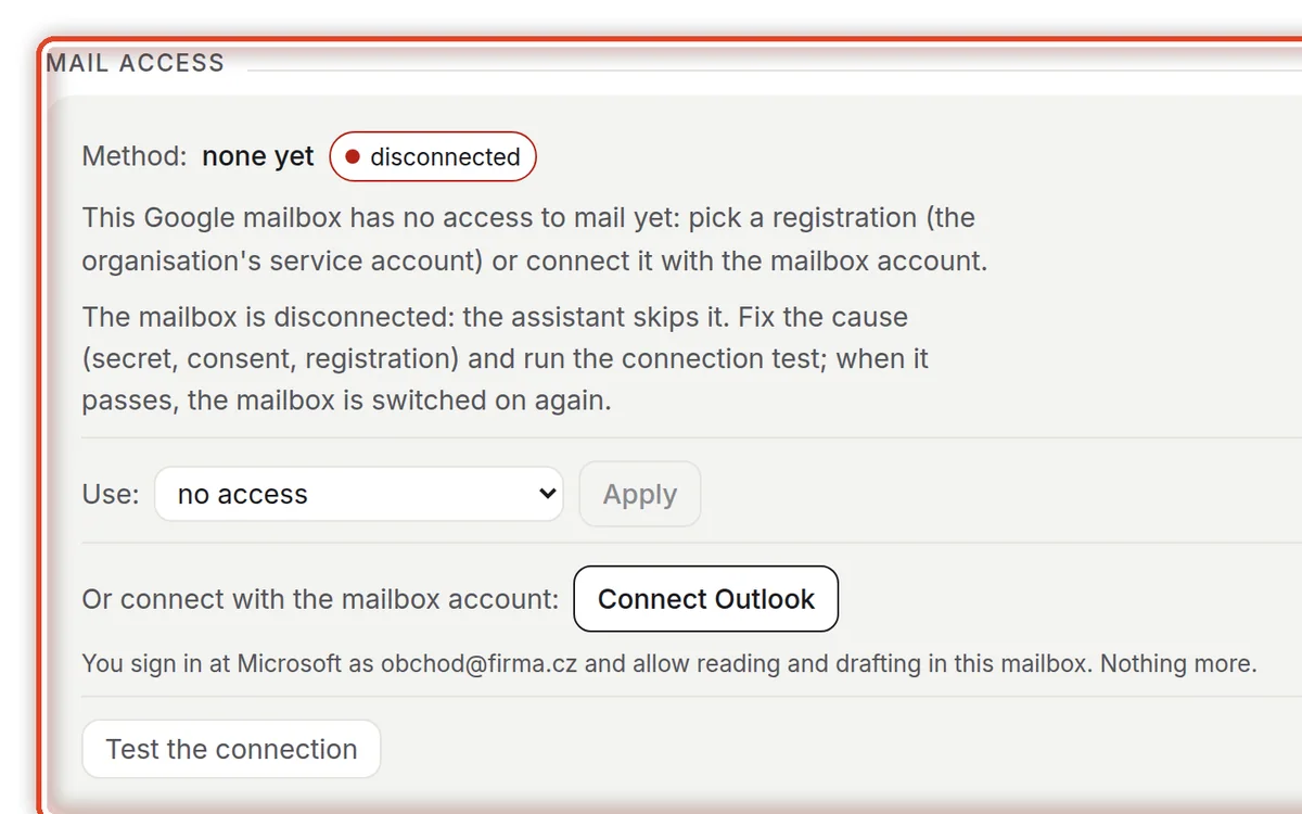 Close up — Mail access