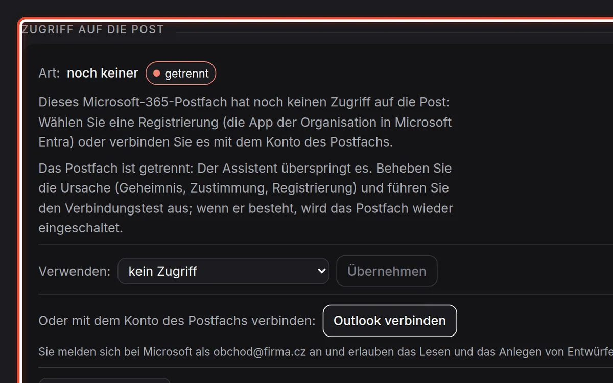 Nahaufnahme – Zugriff auf die Post