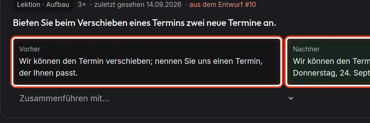 Nahaufnahme – Vorher und nachher