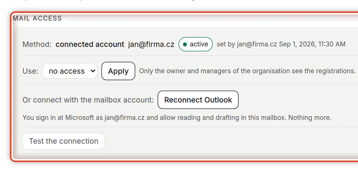 Close up — Mail access
