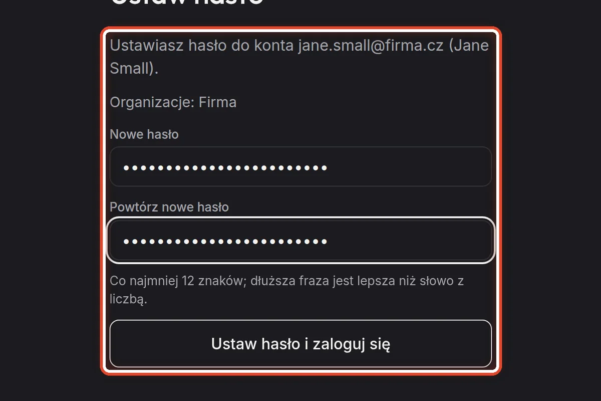 Zbliżenie – Ustaw nowe hasło