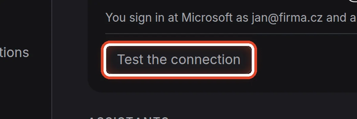 Close up — Test the connection