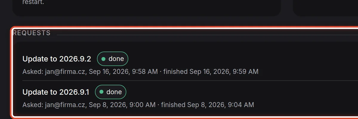 Close up — The request history