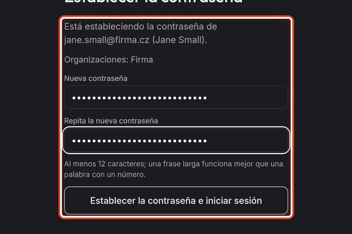 De cerca: Establezca una contraseña nueva