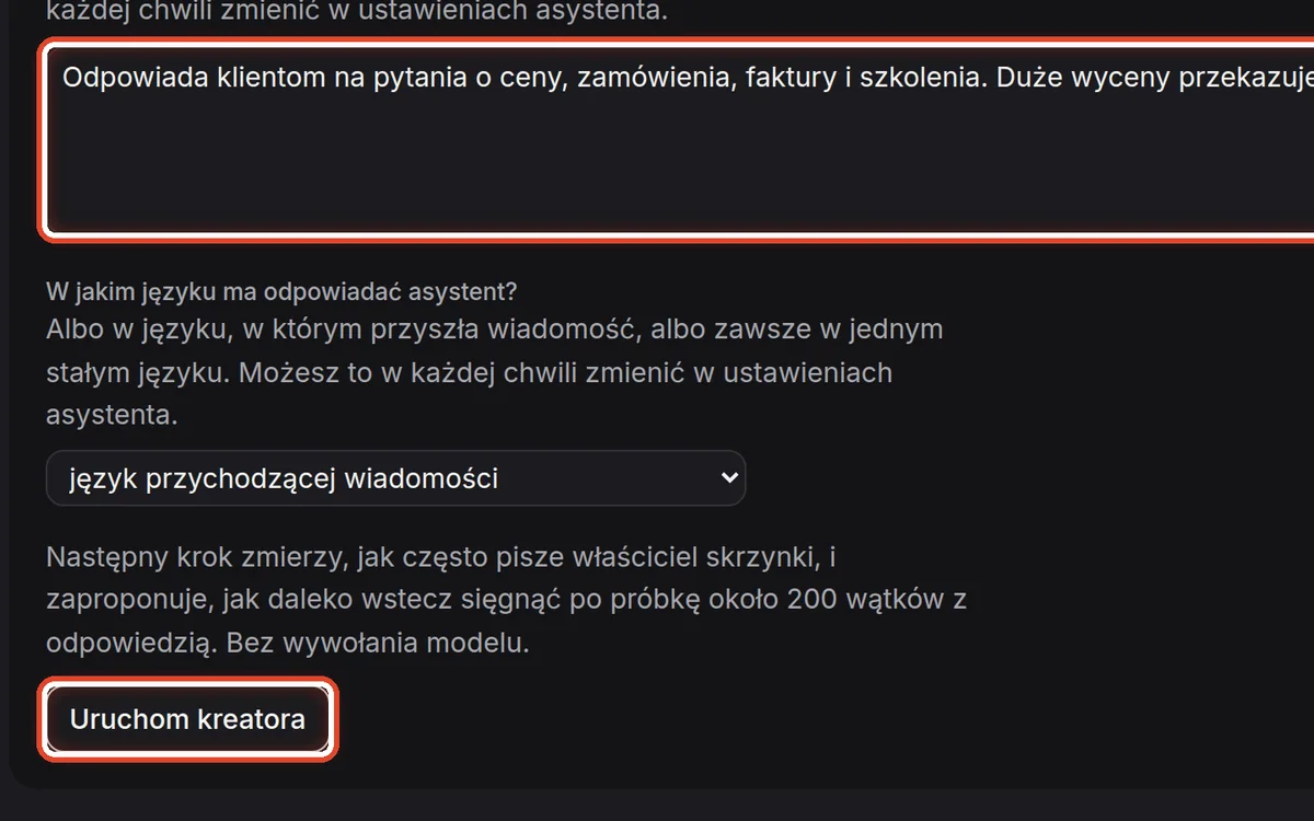 Zbliżenie – Napisz, do czego służy asystent