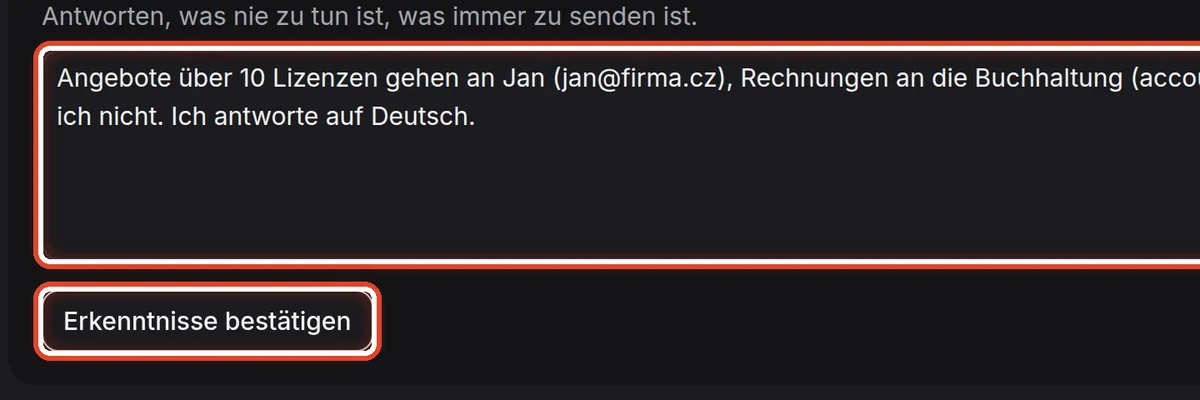 Nahaufnahme – Anmerkungen ergänzen und bestätigen