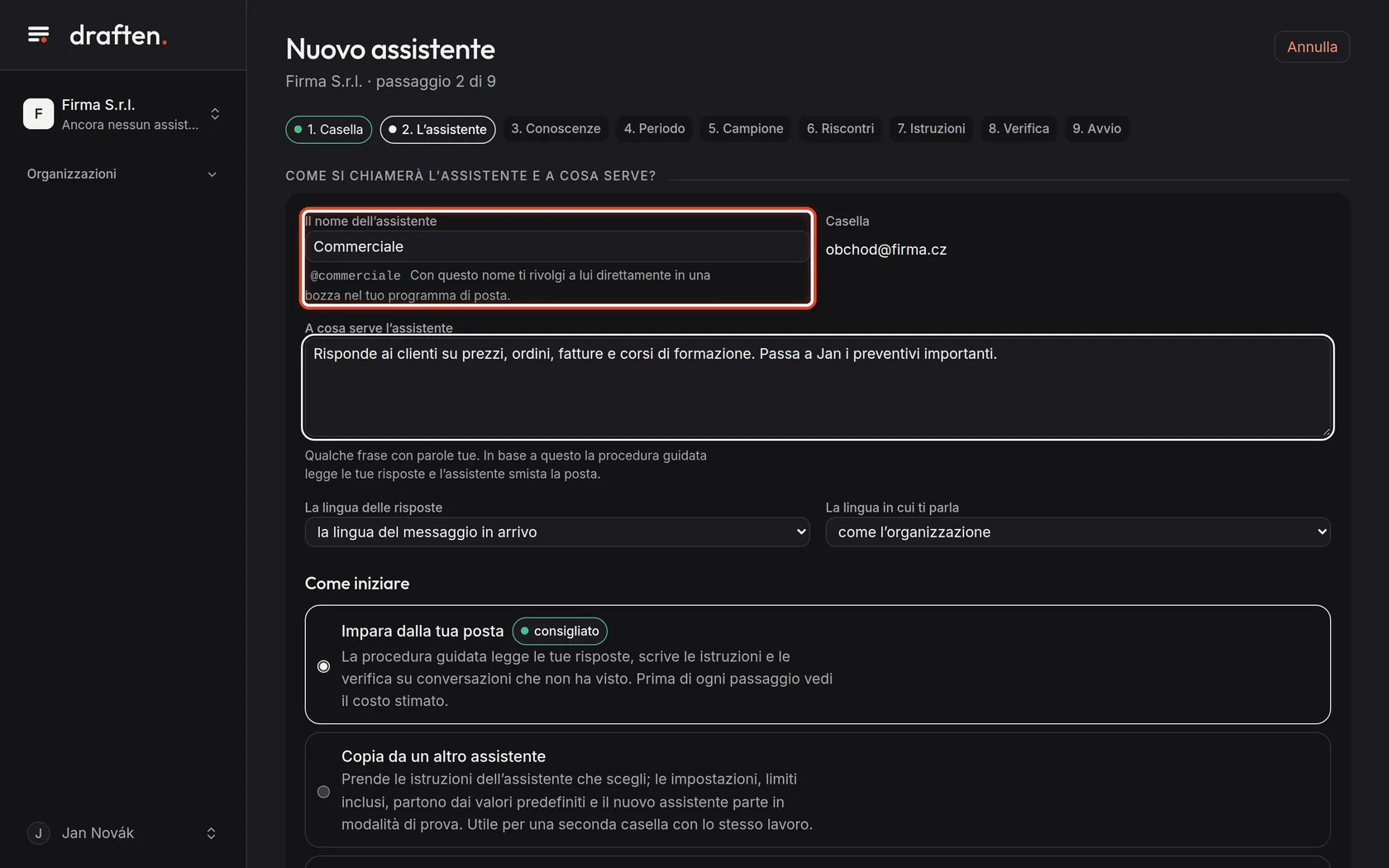 Screenshot del passo 3