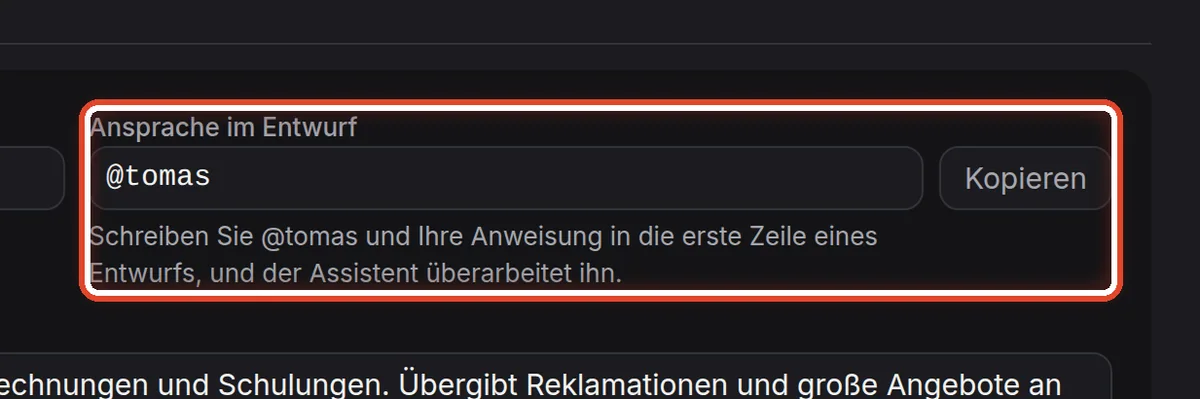 Nahaufnahme – Ansprache im Entwurf