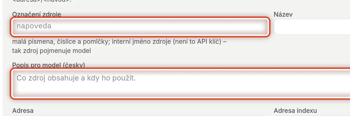 Detail — Označení a popis