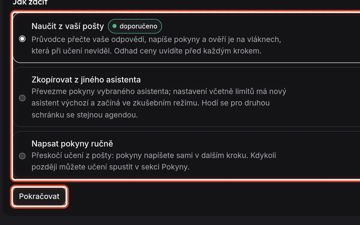 Detail — Vyberte, jak začít