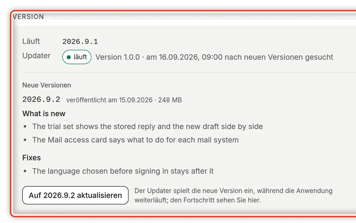 Nahaufnahme – Die Seite Installation öffnen