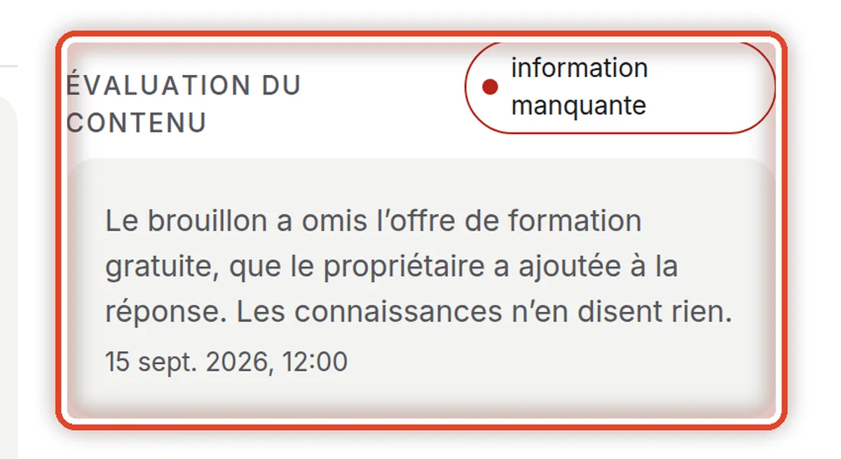 Gros plan – Pourquoi vous avez modifié le brouillon