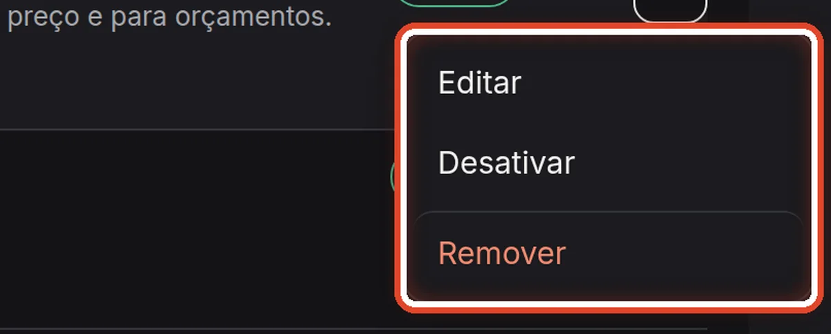 De perto – Editar, desativar, remover