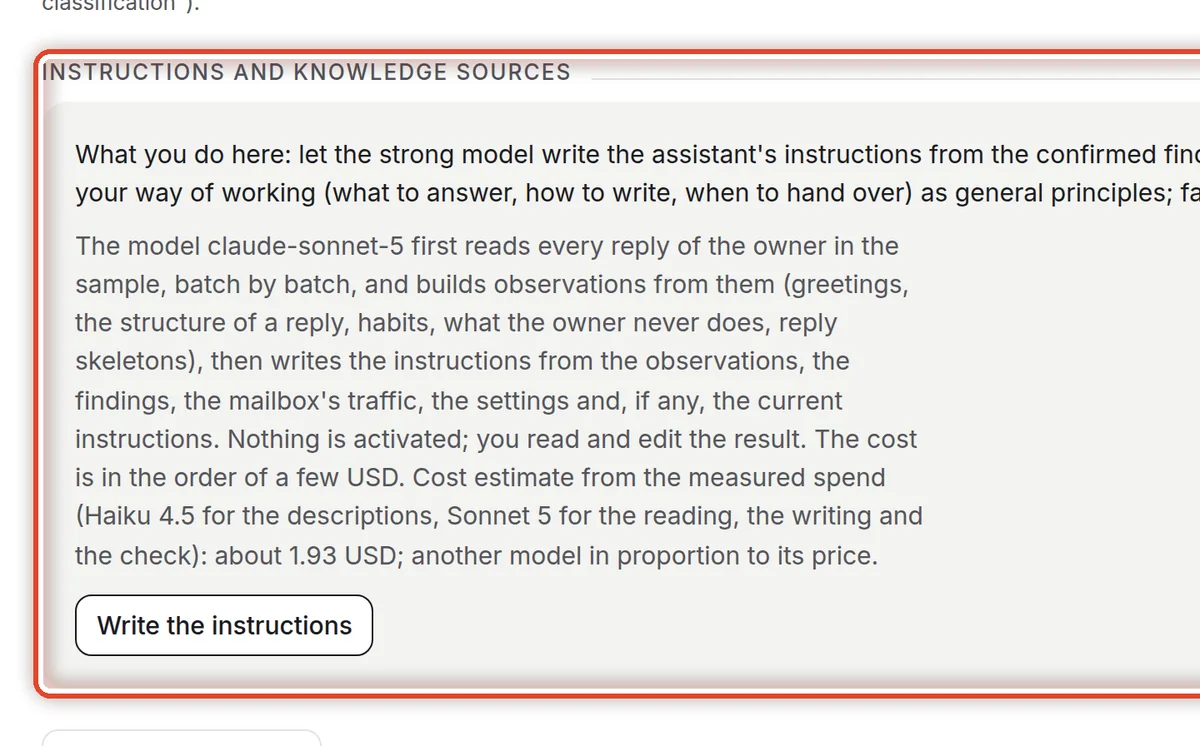 Close up — Have the instructions written