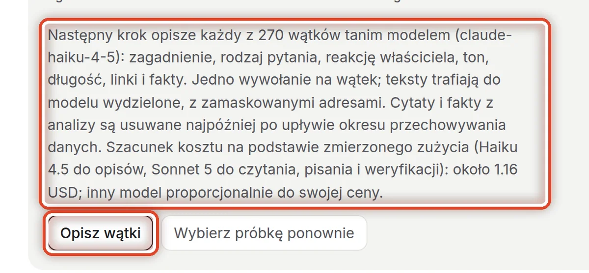 Zbliżenie – Próbka i opis